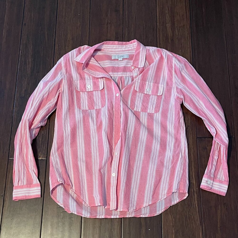 Loft pink button down dress shirt
